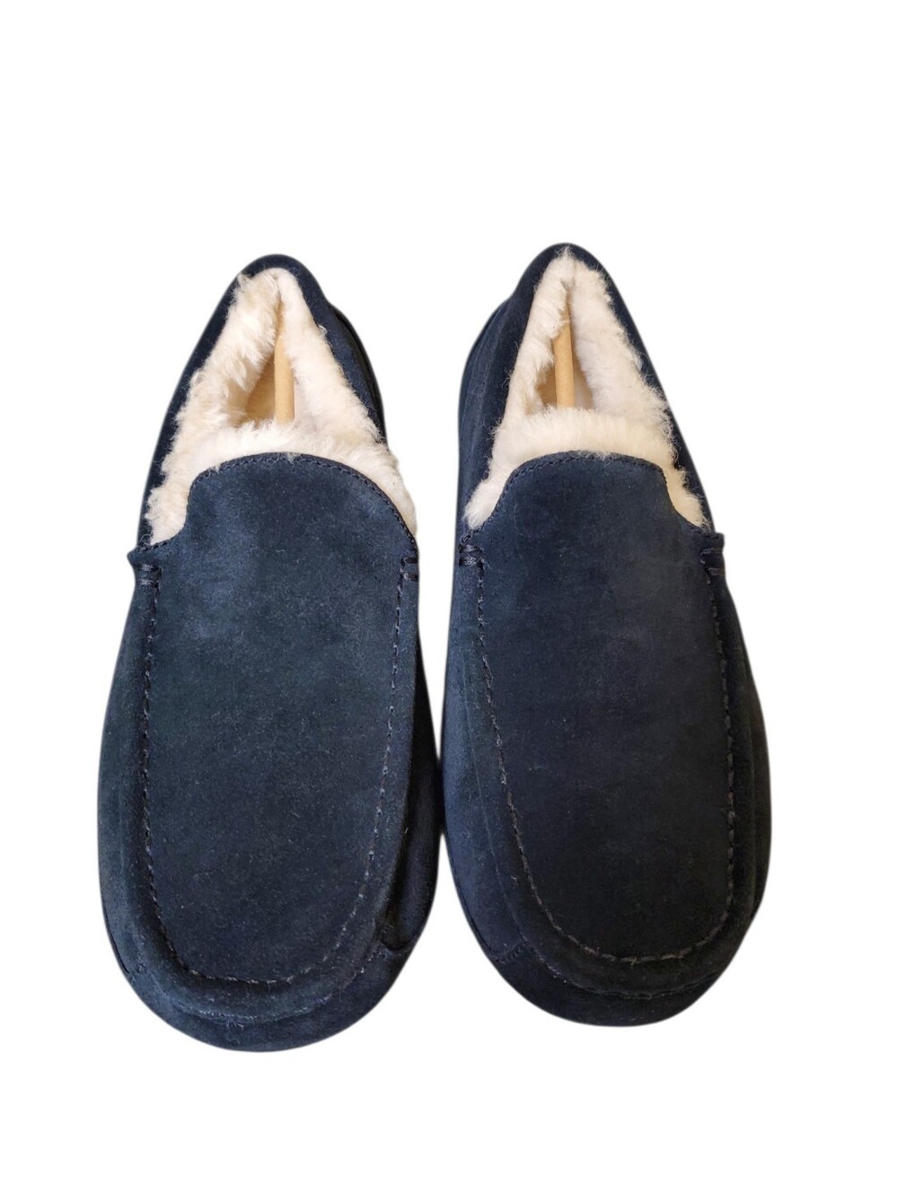 UGG Ascot Black Full Grain Suede Upcycled Wool Lining Slippers New Men's 9 - Picture 4 of 9